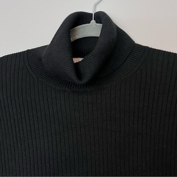 J.Crew Tencel Lyocell Silk Ribbed Knit Lightweight Turtleneck Sweater Black XL - Picture 4 of 8